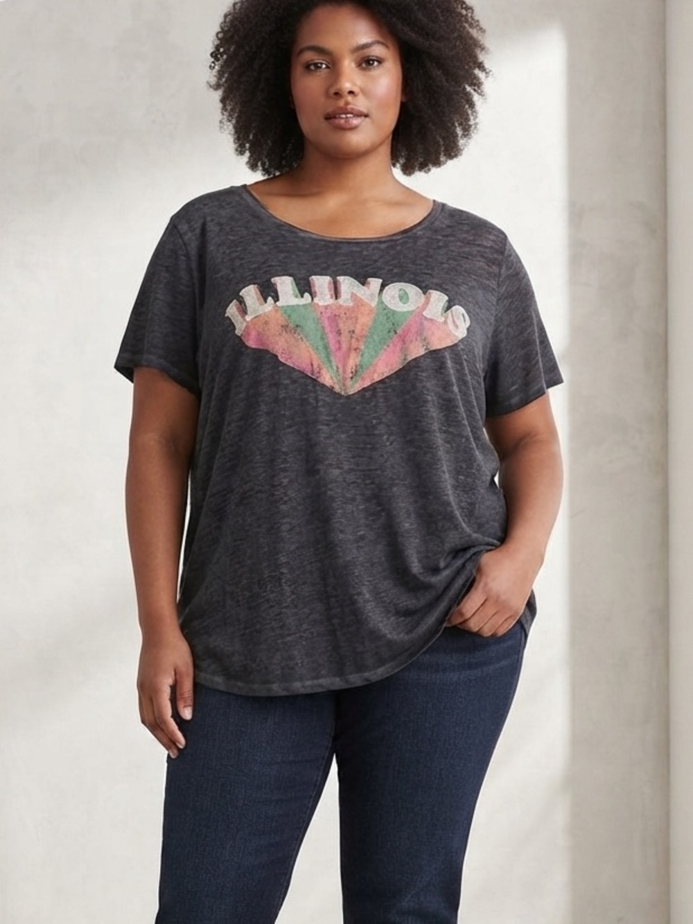 Home Free Women's‎ XL Illinois State Graphic T-shirt Casual Cotton Blend